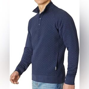 [XXL]Eddie Bauer Black Quilted Pullover 1/4 snap Cotton Blend Sweatshirt